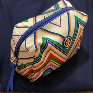 Tory Burch striped multicolor cosmetic bag
